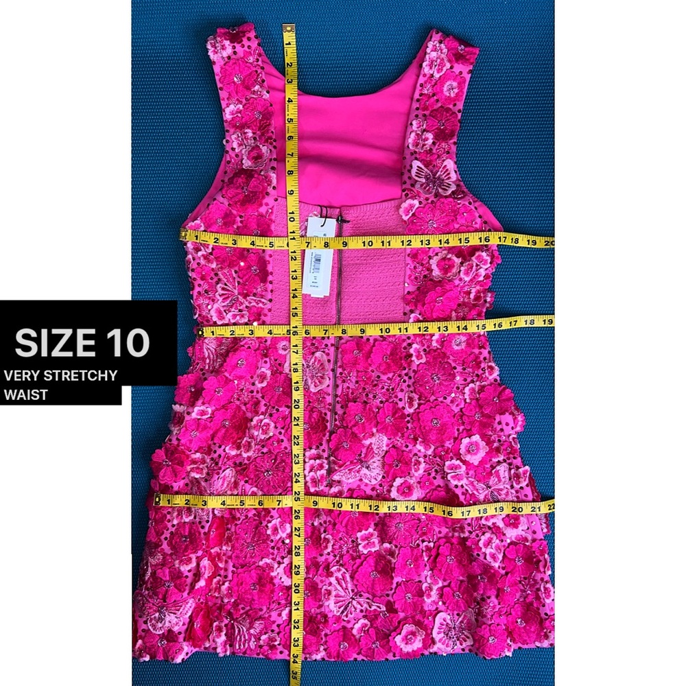 Alice + Olivia Lindsey Floral Embellished Pink Mini Gown Dress - Picture 11 of 16
